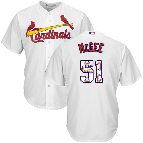 Cardinals #51 Willie McGee White Team Logo Fashion Stitched MLB Jersey